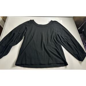 Banana republic L round crew neck black blouse top crew neck 3/4 sleeve